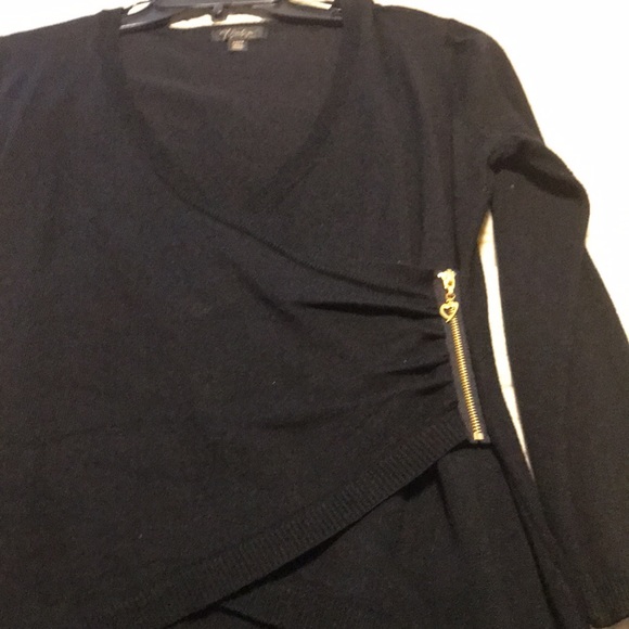 Black cross over zip up knitted top Medium - Picture 4 of 4